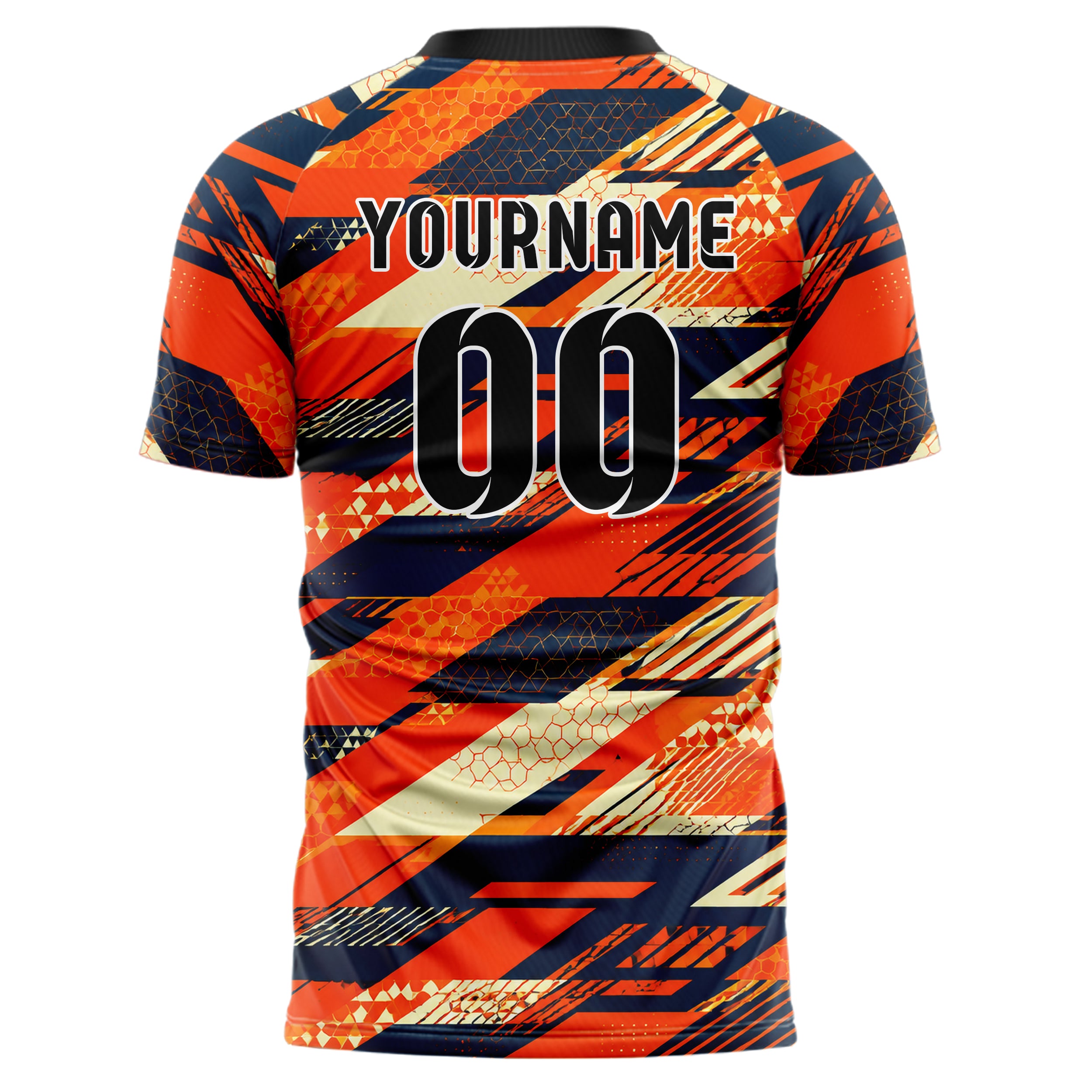 Bay Orange lebendiges Streifen breite diagonale Streifen Design 13-0072 individuelles Fußballtrikot back