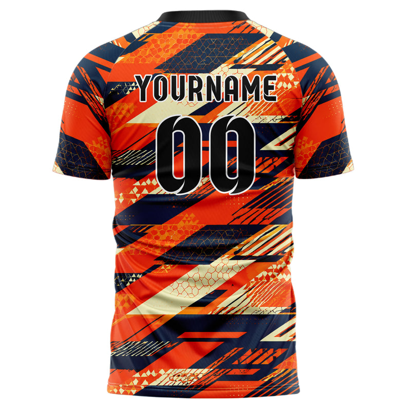 Bay Orange lebendiges Streifen breite diagonale Streifen Design 13-0072 individuelles Fußballtrikot back