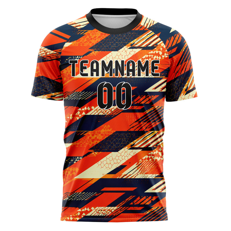 Bay Orange lebendiges Streifen breite diagonale Streifen Design 13-0072 individuelles Fußballtrikot front