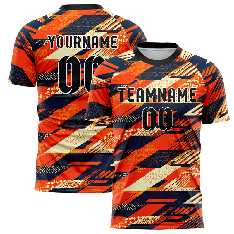 Bay Orange lebendiges Streifen breite diagonale Streifen Design 13-0072 individuelles Fußballtrikot main