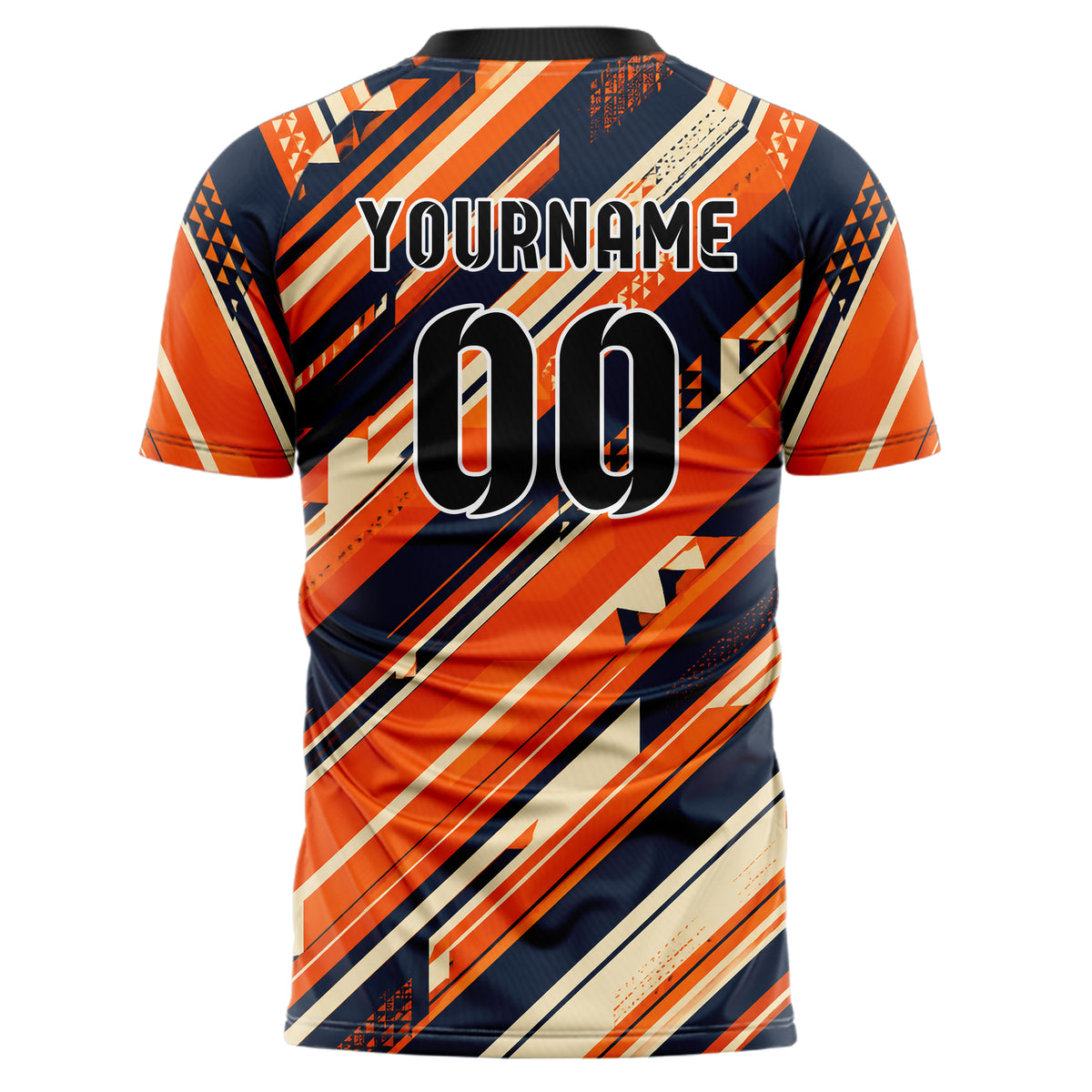 Bay Orange lebendiges Streifen breite diagonale Streifen Design 13-0120 individuelles Fußballtrikot back