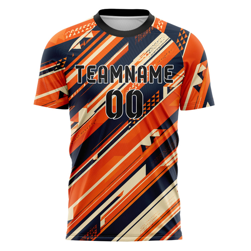 Bay Orange lebendiges Streifen breite diagonale Streifen Design 13-0120 individuelles Fußballtrikot front