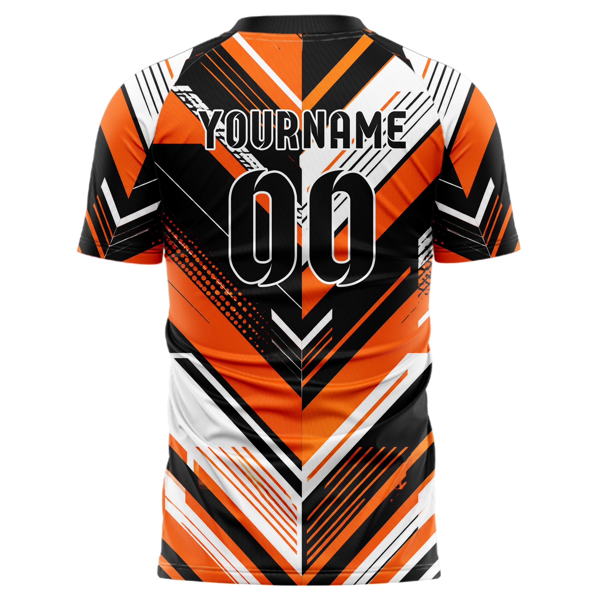 Orange lebendiges Streifen Chevron Streifen Design 13-0025 individuelles Fußballtrikot back