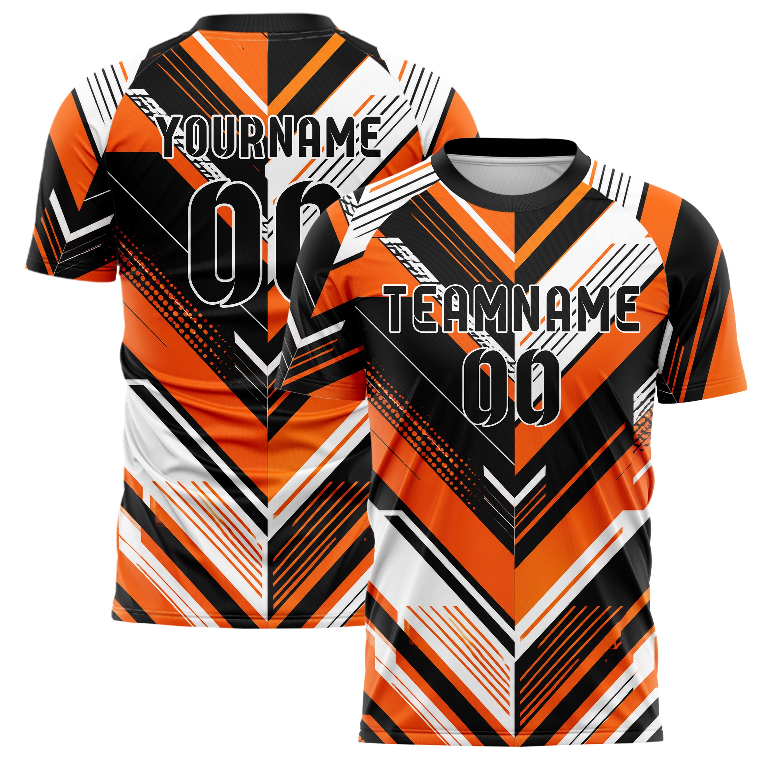 Orange lebendiges Streifen Chevron Streifen Design 13-0025 individuelles Fußballtrikot main