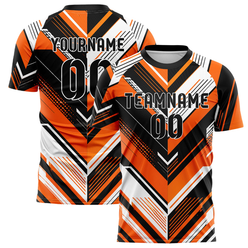 Orange lebendiges Streifen Chevron Streifen Design 13-0025 individuelles Fußballtrikot main