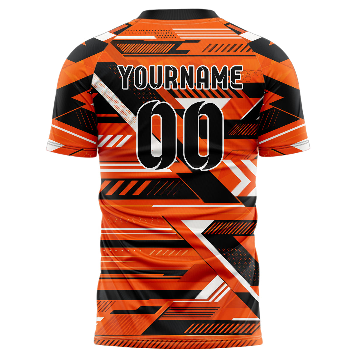 Orange lebendiges Streifen interlocking diagonal Grid Design 13-0004 individuelles Fußballtrikot back