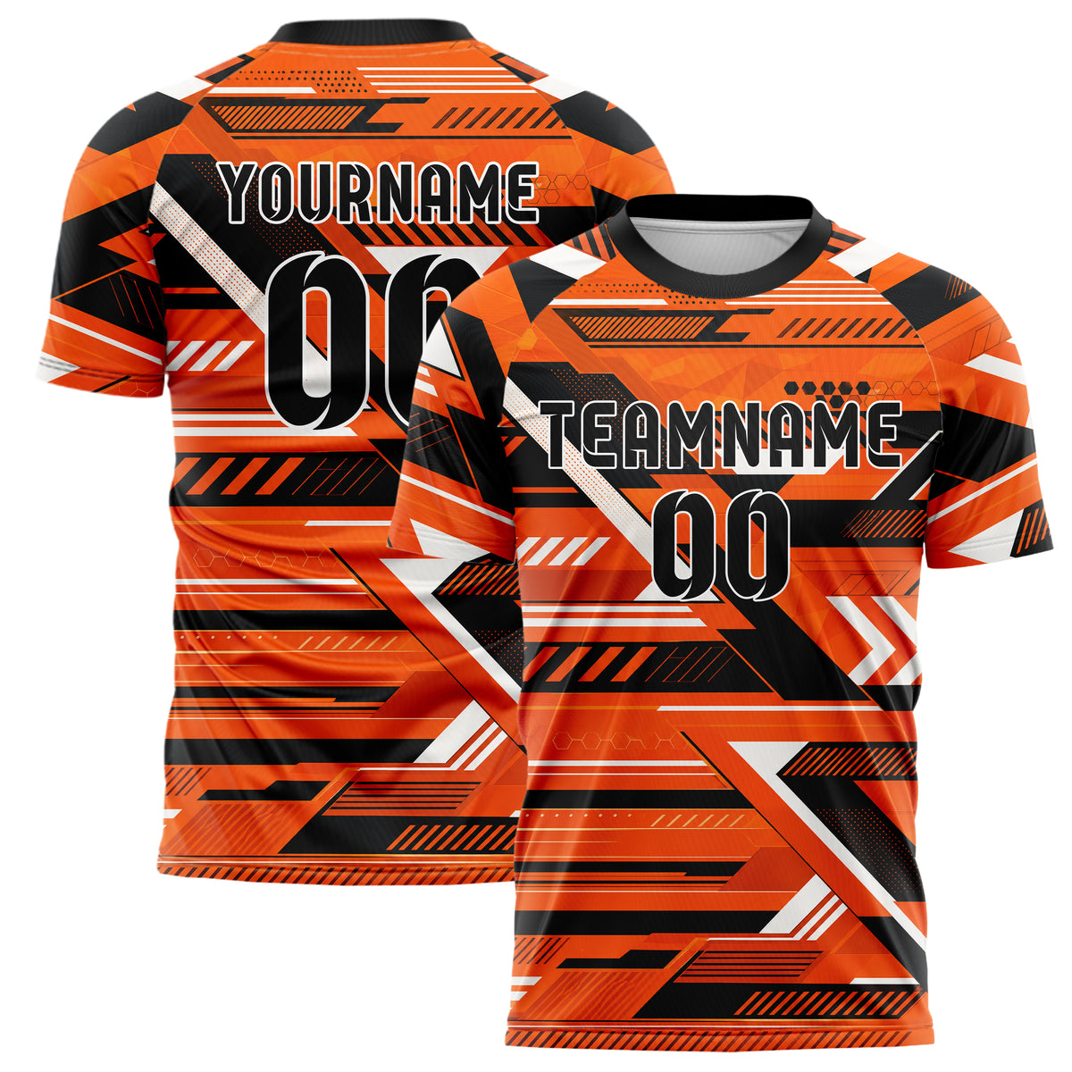 Orange lebendiges Streifen interlocking diagonal Grid Design 13-0004 individuelles Fußballtrikot main