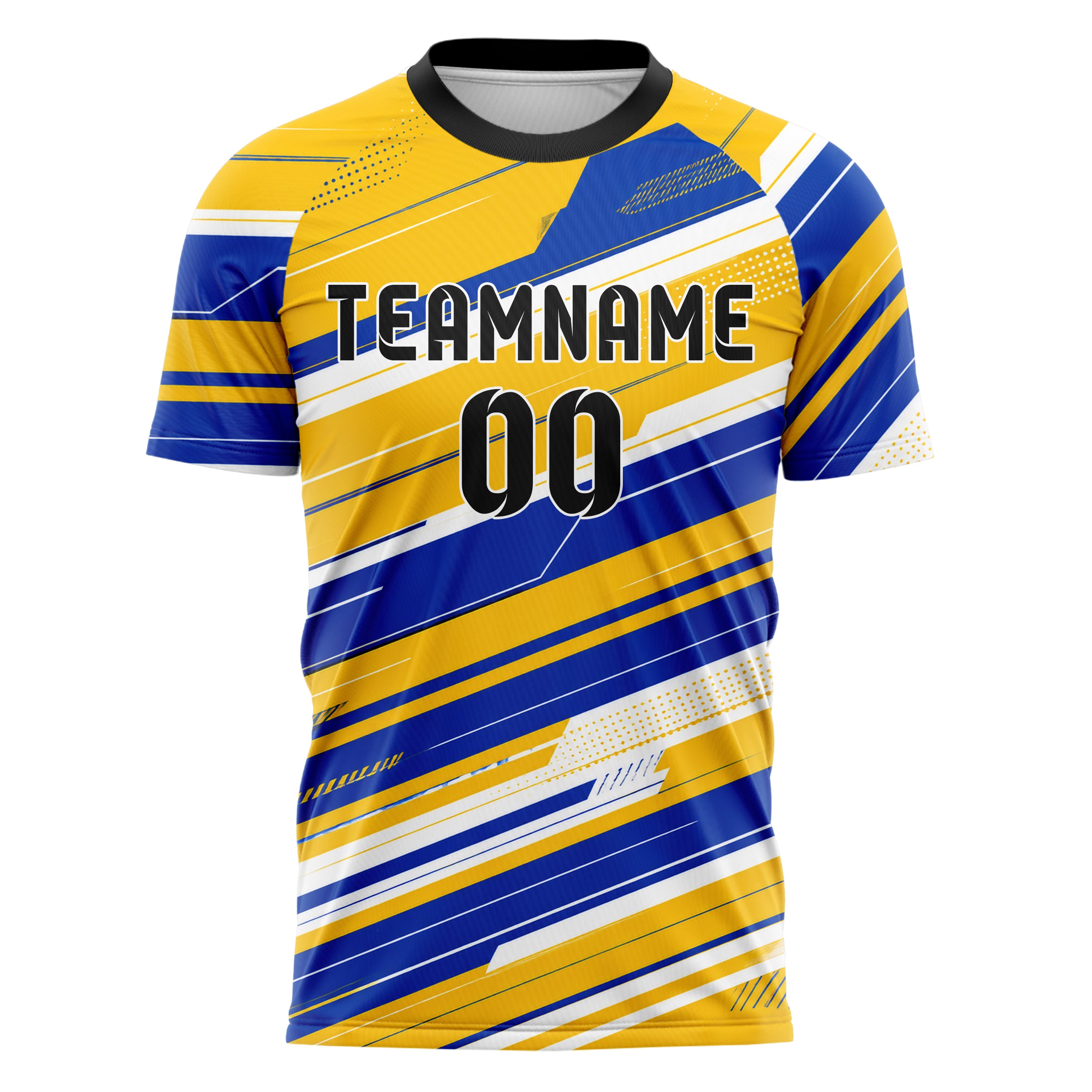 Gold klassisches Streifen horizontale Baender Design 13-0129 individuelles Fußballtrikot front