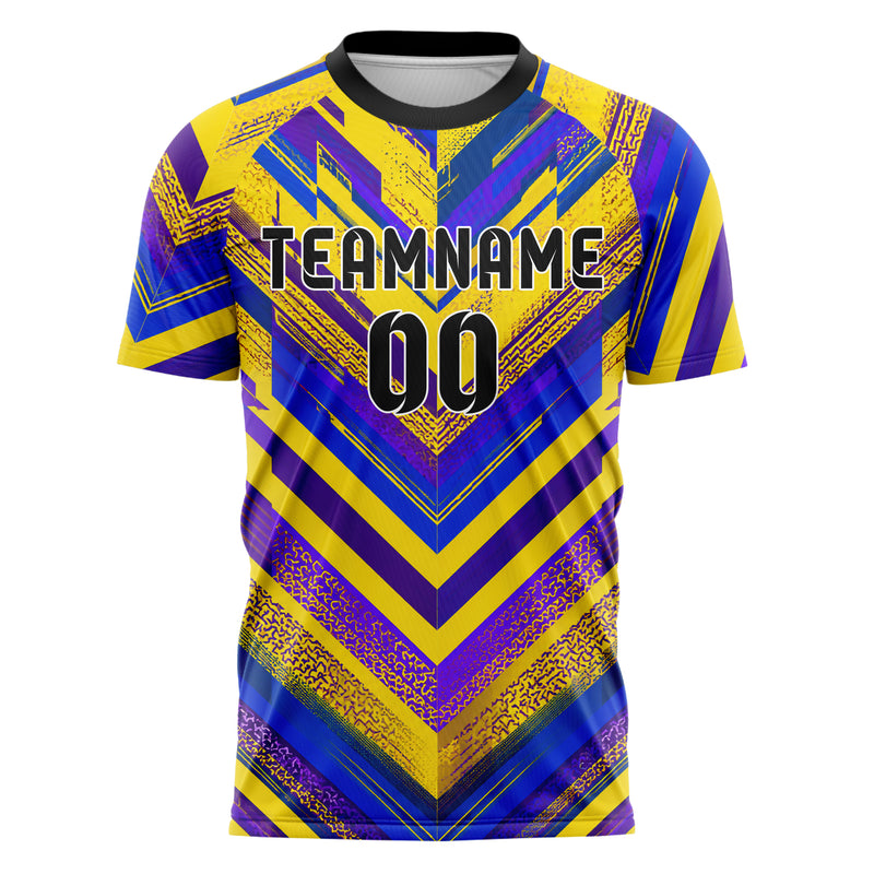 Gelb lebendiges Streifen Chevron Streifen Design 13-0139 individuelles Fußballtrikot front