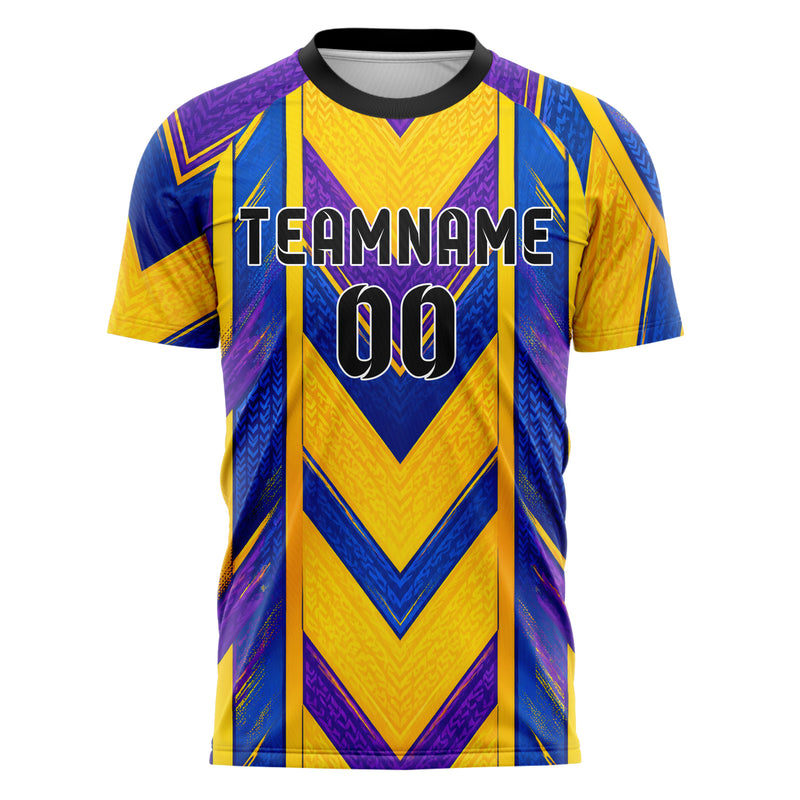 Gelb lebendiges Streifen Chevron Streifen Design 13-0151 individuelles Fußballtrikot front
