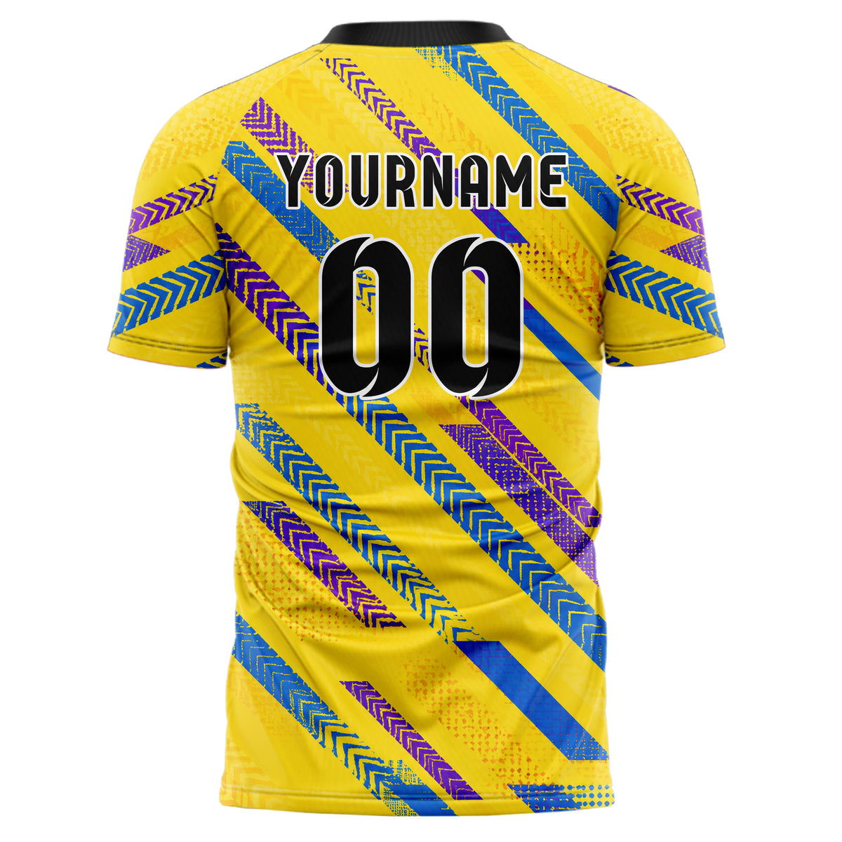 Gelb lebendiges Streifen Chevron Streifen Design 13-0163 individuelles Fußballtrikot back