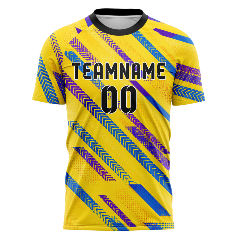 Gelb lebendiges Streifen Chevron Streifen Design 13-0163 individuelles Fußballtrikot front