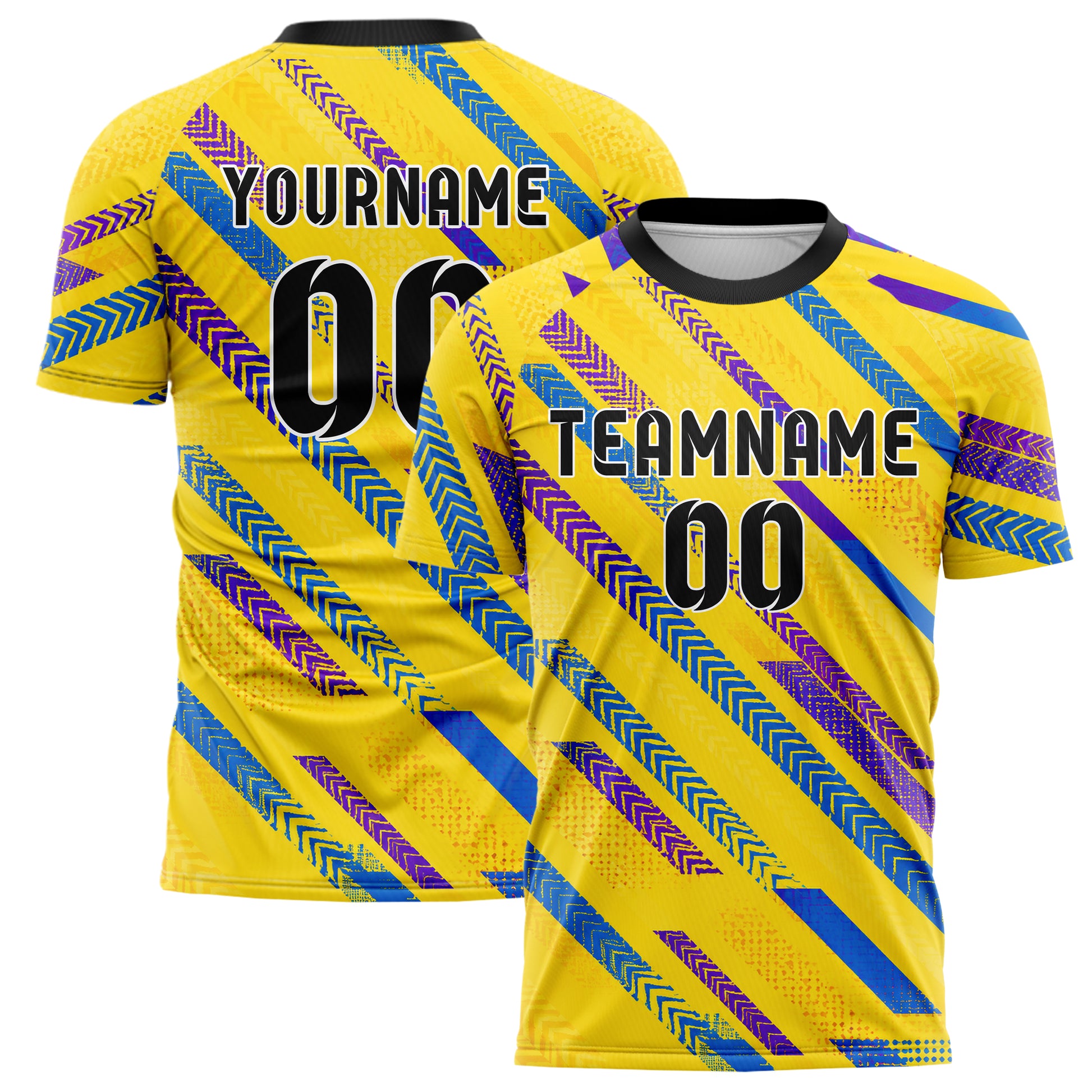 Gelb lebendiges Streifen Chevron Streifen Design 13-0163 individuelles Fußballtrikot main