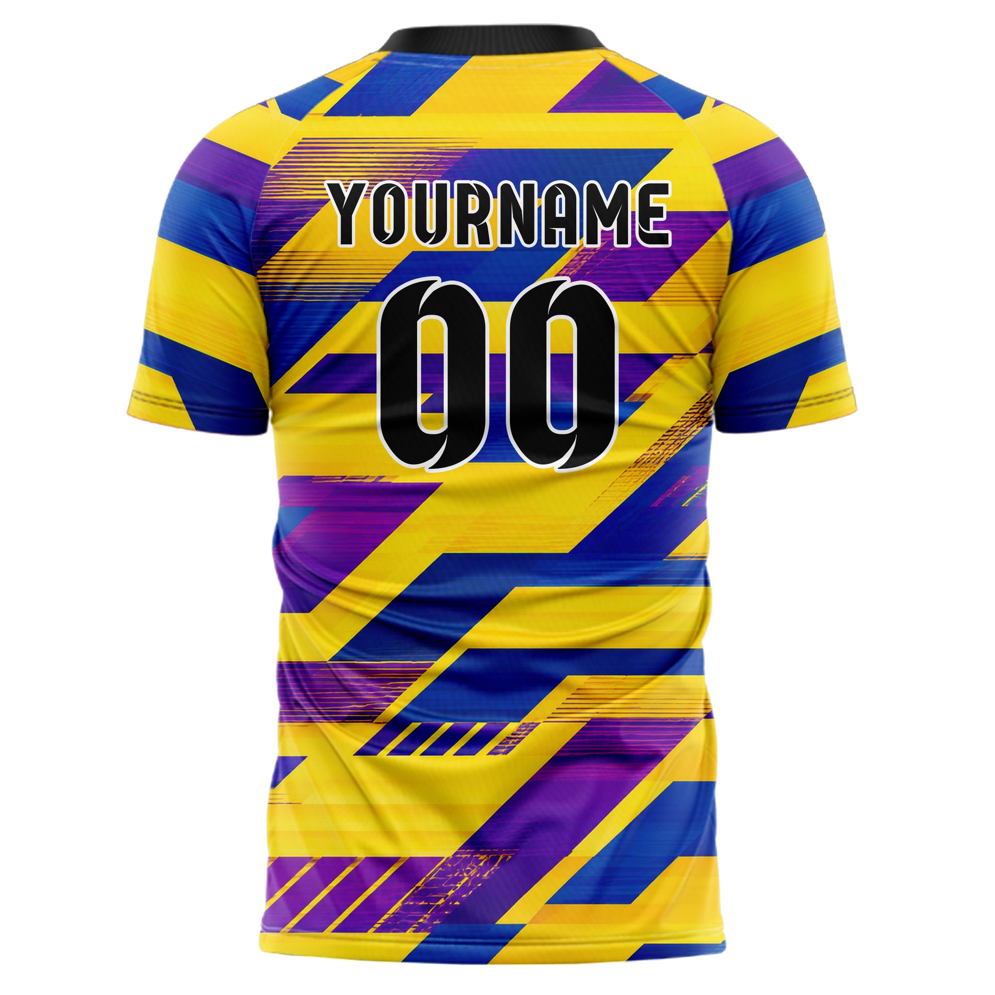 Gelb lebendiges Streifen interlocking diagonal Grid Design 13-0106 individuelles Fußballtrikot back