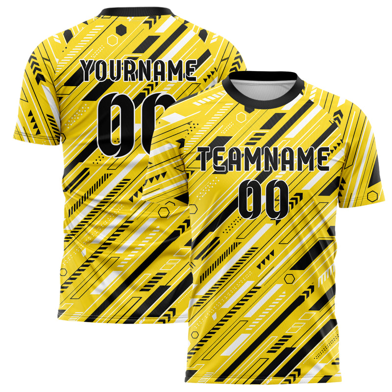 Gelb lebendiges Streifen Streifen mit Polygon Akzenten Design 13-0005 individuelles Fußballtrikot main