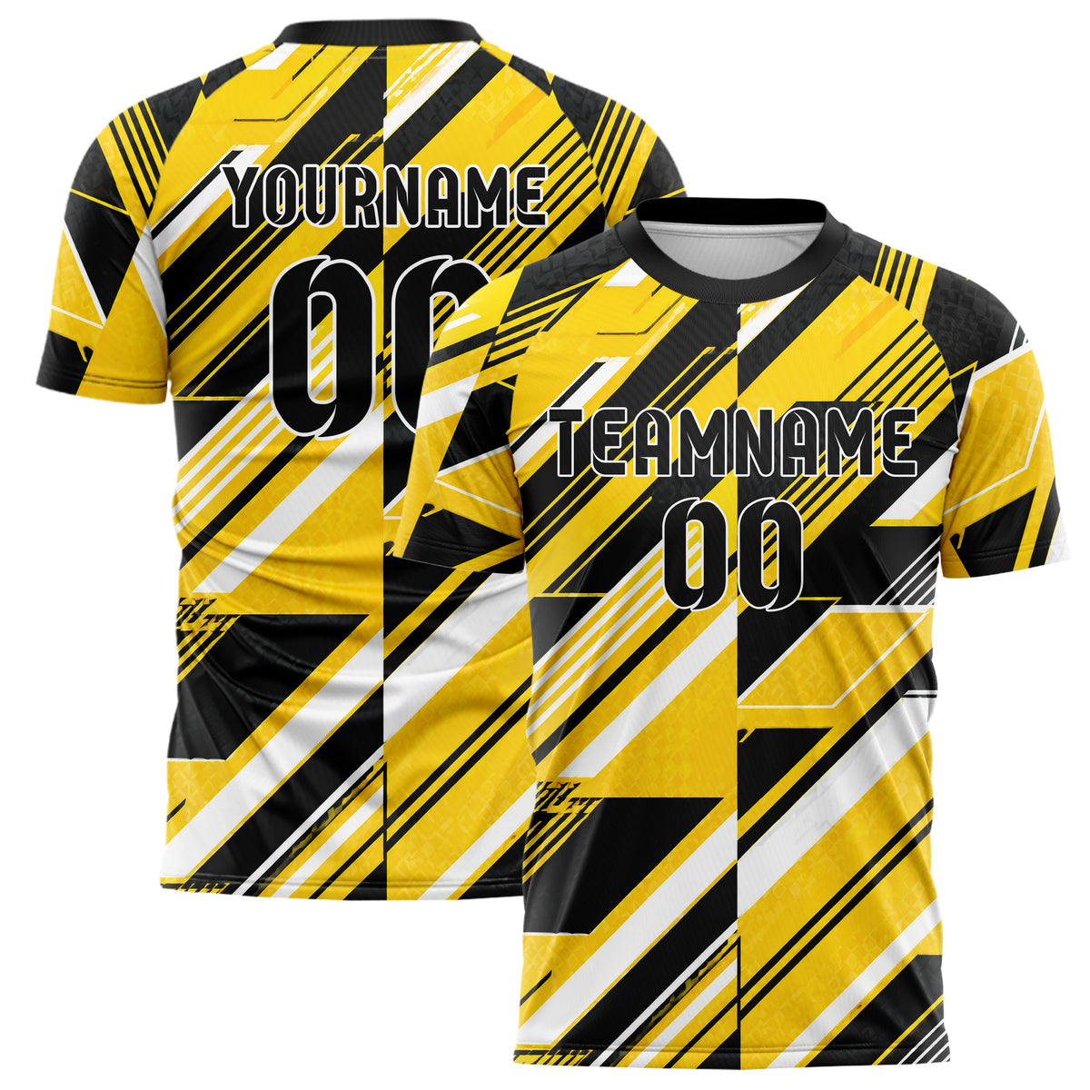 Gelb lebendiges Streifen Streifen mit Polygon Akzenten Design 13-0119 individuelles Fußballtrikot main
