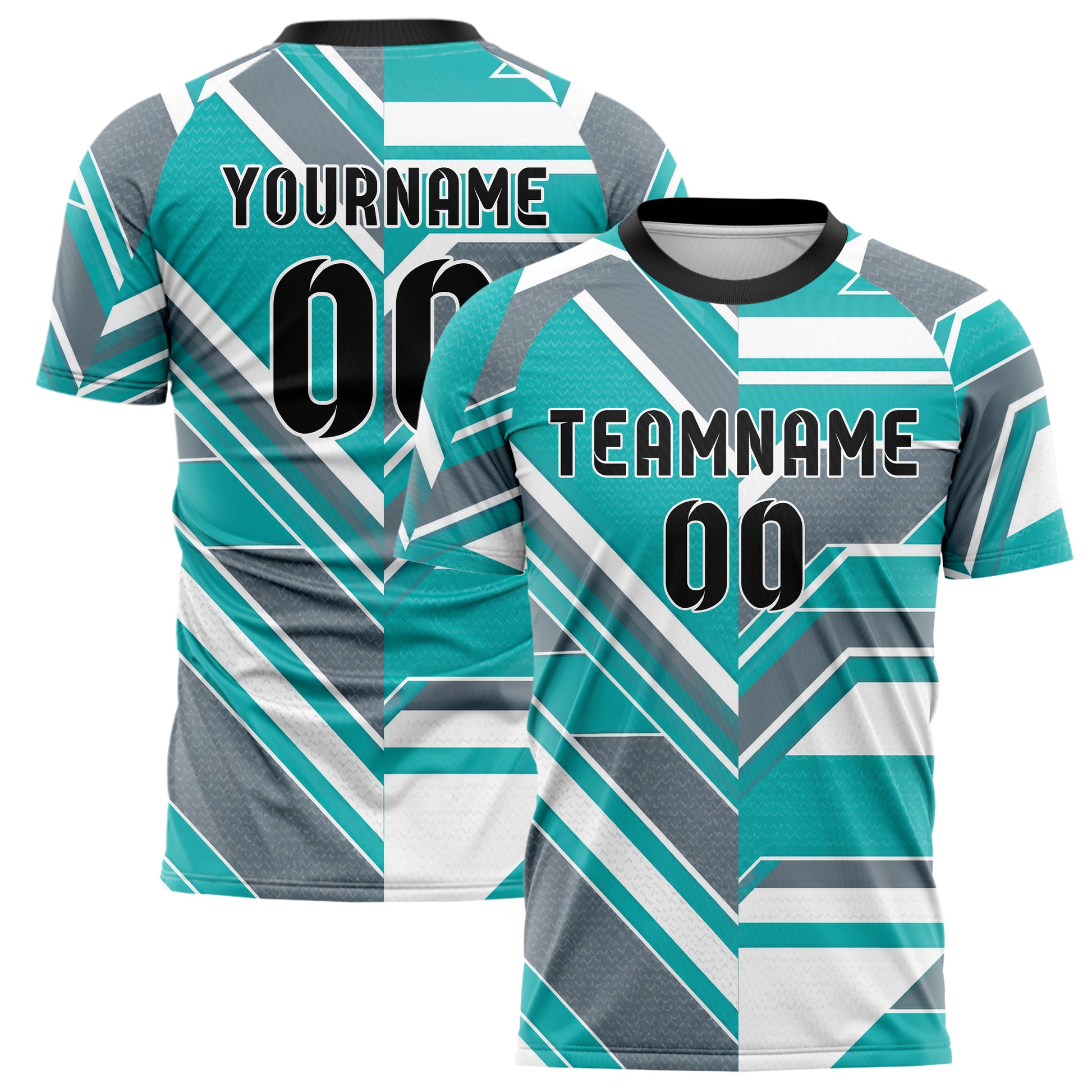 Aqua klassisches Streifen Streifen mit Polygon Akzenten Design 13-0047 individuelles Fußballtrikot main