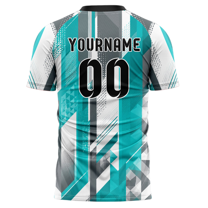 Aqua klassisches Streifen vertikale Baender Design 13-0080 individuelles Fußballtrikot back