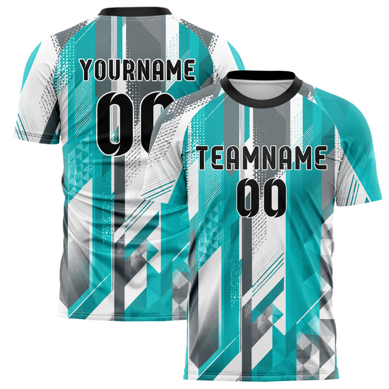 Aqua klassisches Streifen vertikale Baender Design 13-0080 individuelles Fußballtrikot main