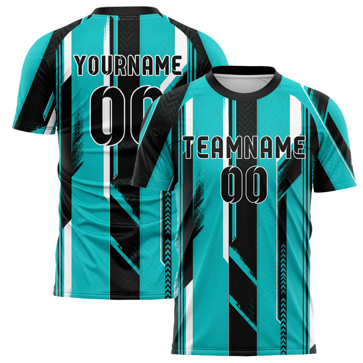 Cyan lebendiges Streifen horizontale Baender Design 13-0039 individuelles Fußballtrikot main