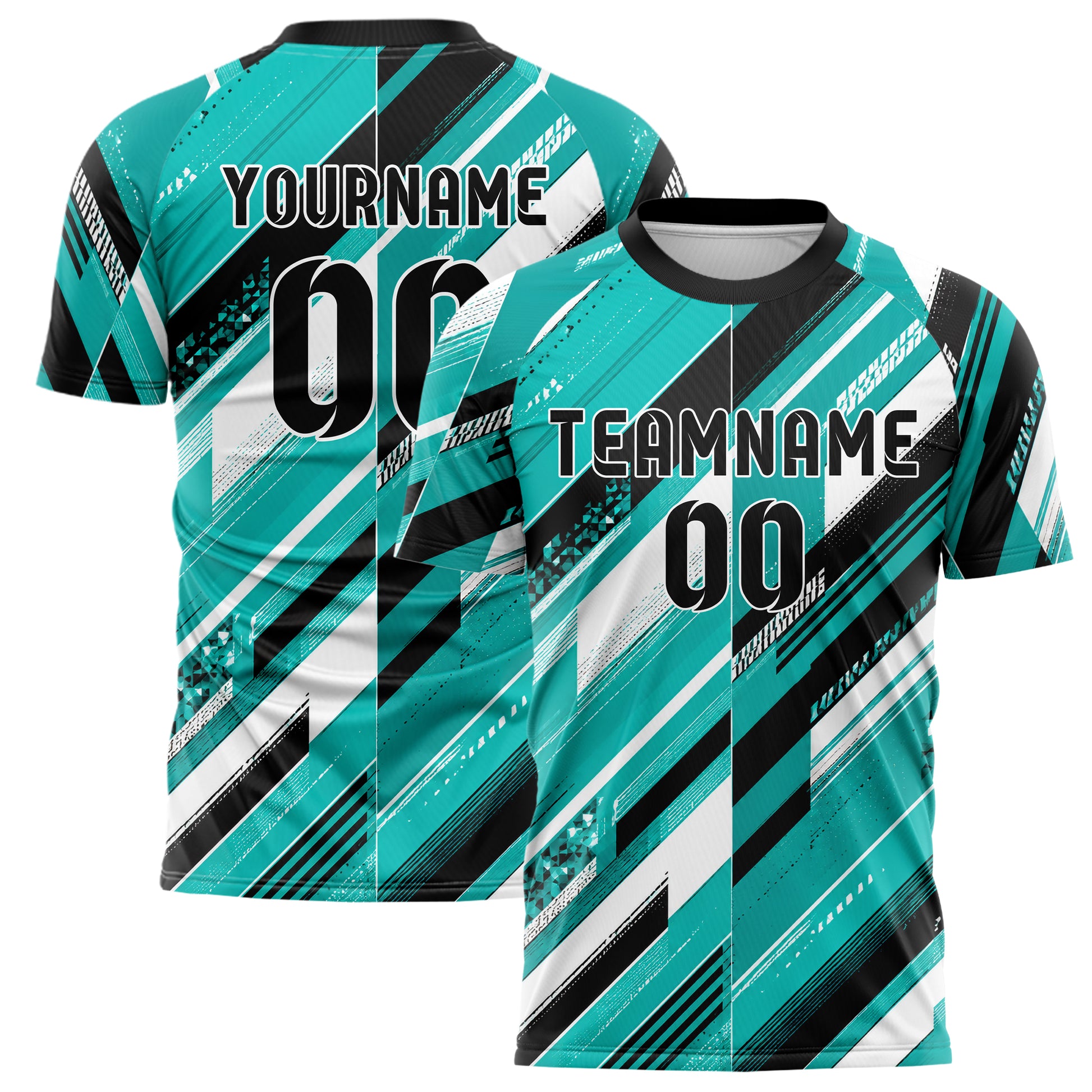 Cyan lebendiges Streifen breite diagonale Streifen Design 13-0012 individuelles Fußballtrikot main