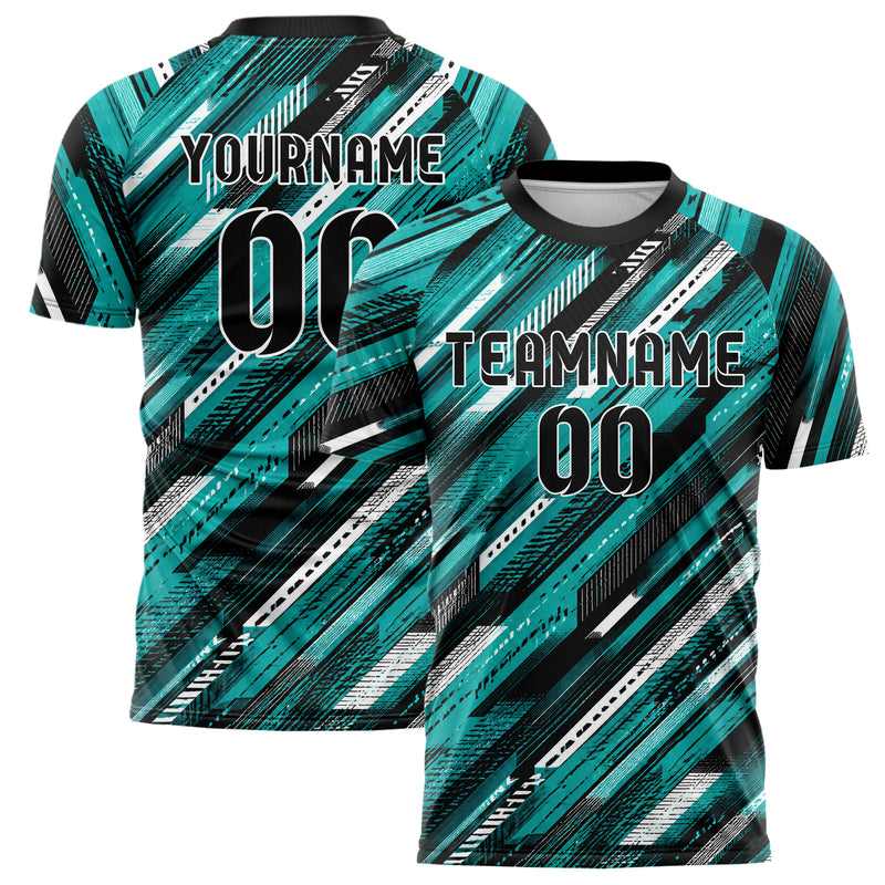 Cyan lebendiges Streifen breite diagonale Streifen Design 13-0126 individuelles Fußballtrikot main