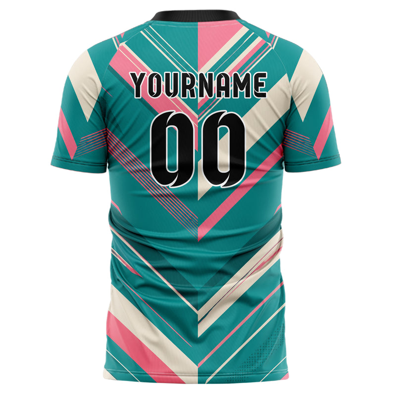 Petrol lebendiges Streifen Chevron Streifen Design 13-0037 individuelles Fußballtrikot back