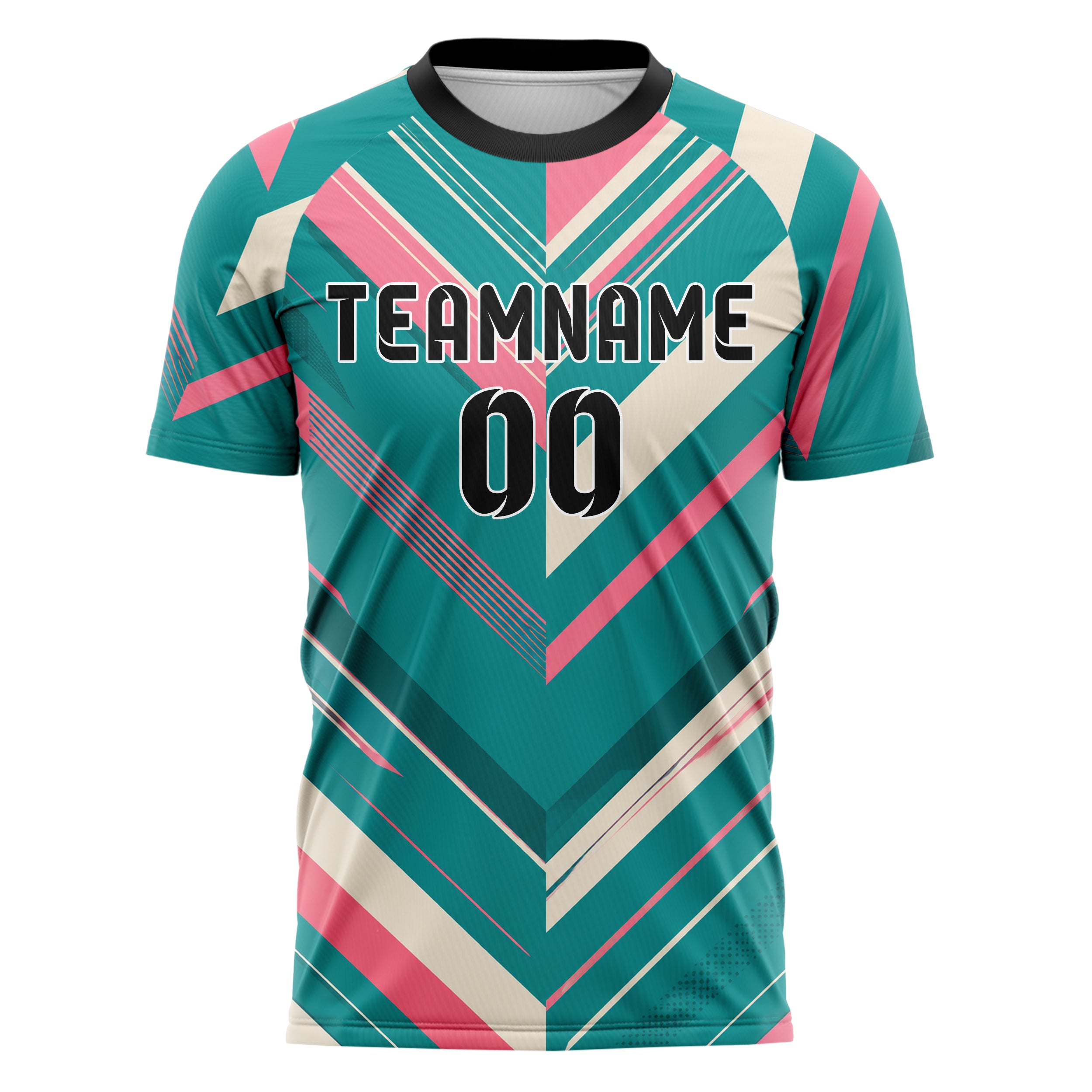 Petrol lebendiges Streifen Chevron Streifen Design 13-0037 individuelles Fußballtrikot front
