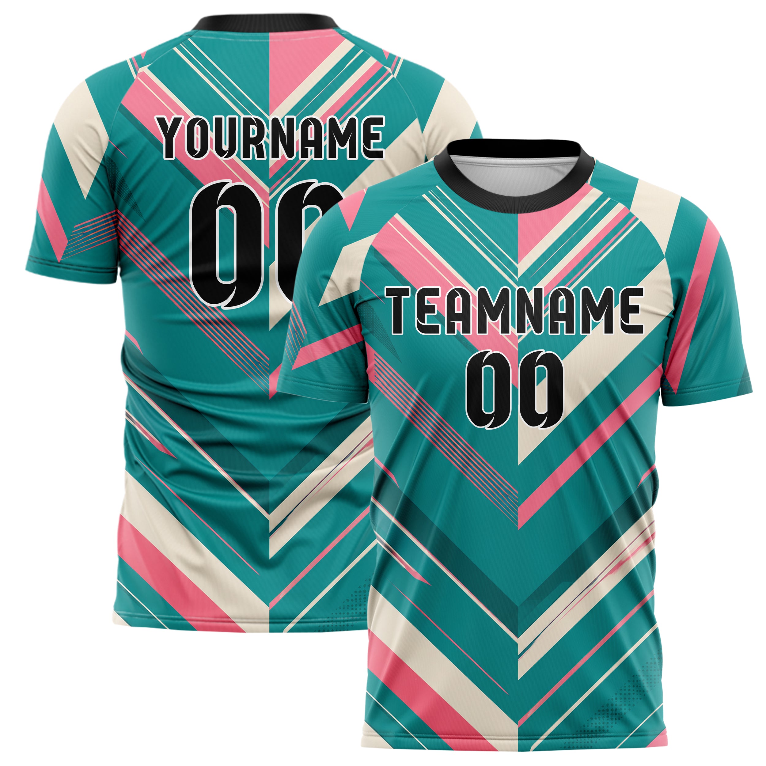 Petrol lebendiges Streifen Chevron Streifen Design 13-0037 individuelles Fußballtrikot main
