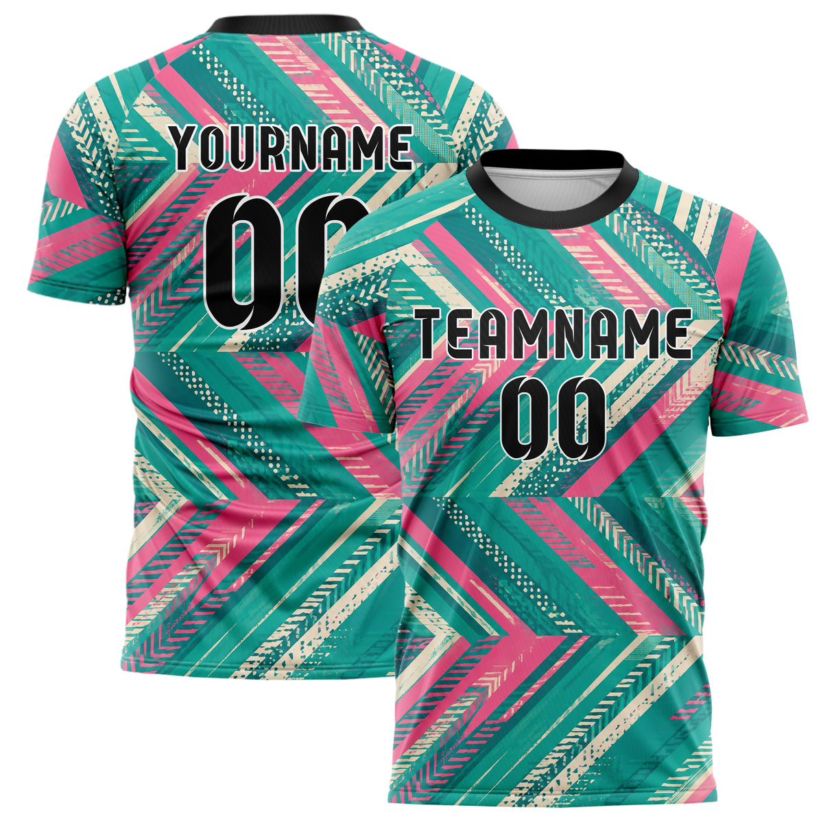 Petrol lebendiges Streifen Chevron Streifen Design 13-0121 individuelles Fußballtrikot main