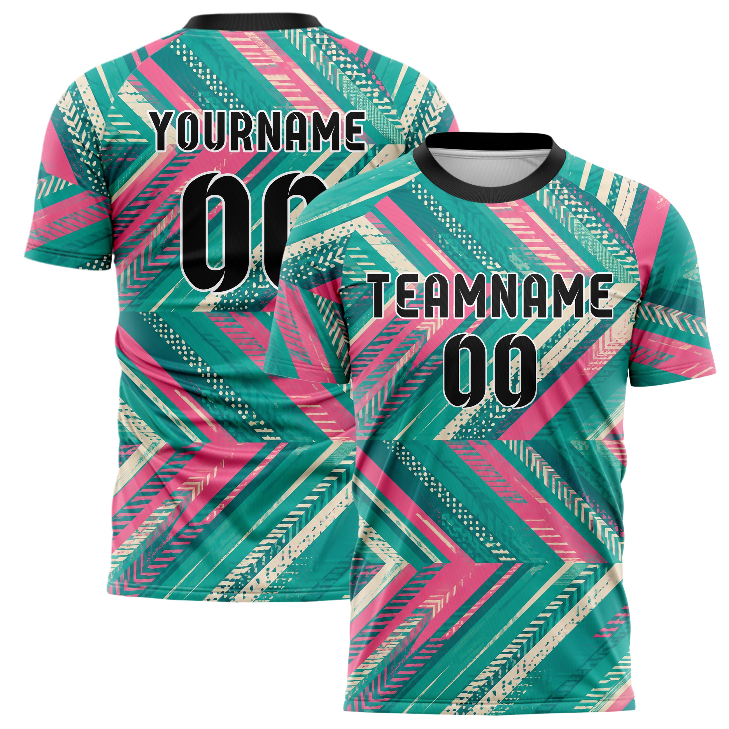 Petrol lebendiges Streifen Chevron Streifen Design 13-0121 individuelles Fußballtrikot main