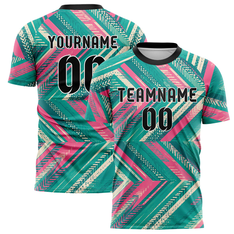 Petrol lebendiges Streifen Chevron Streifen Design 13-0121 individuelles Fußballtrikot main