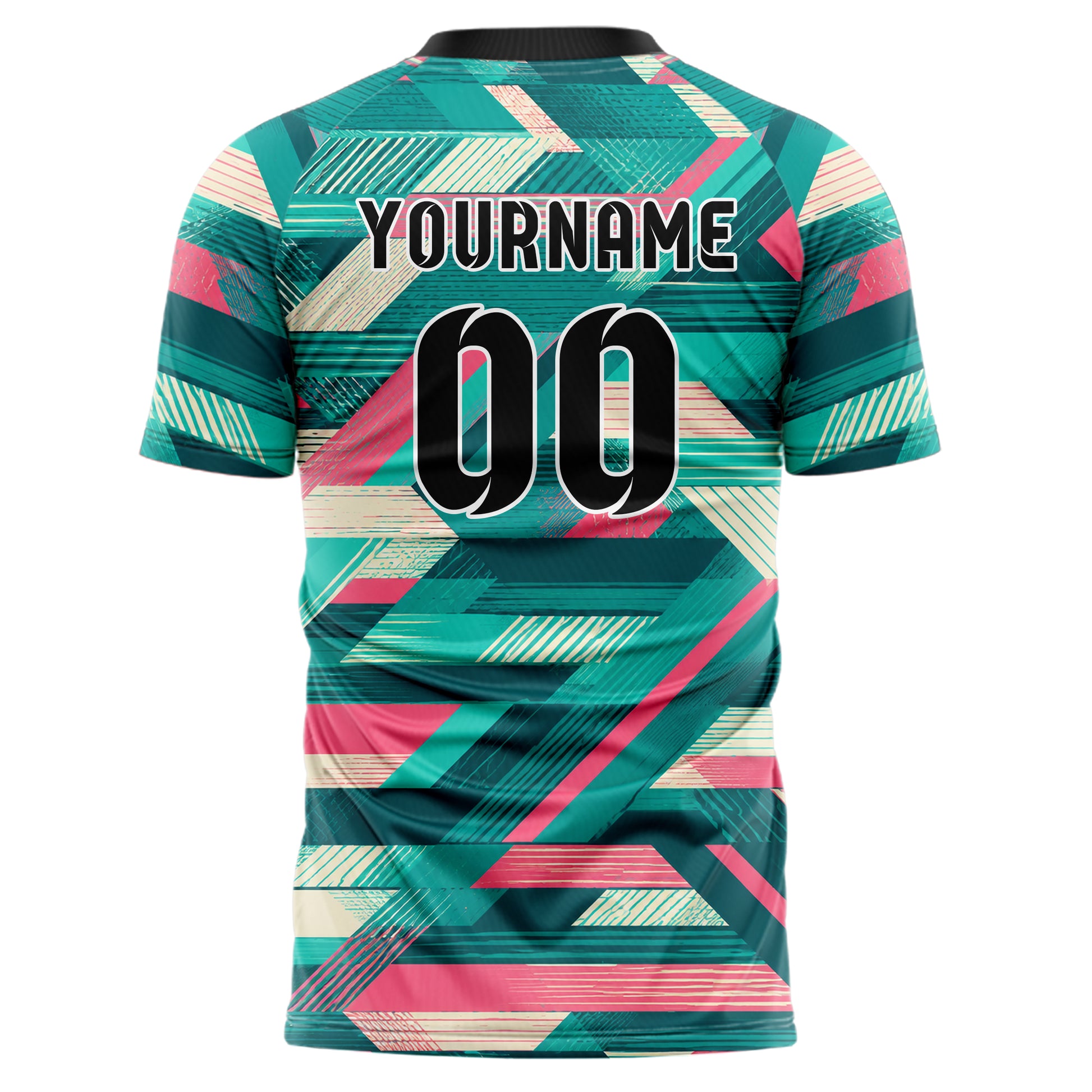 Petrol lebendiges Streifen interlocking diagonal Grid Design 13-0034 individuelles Fußballtrikot back