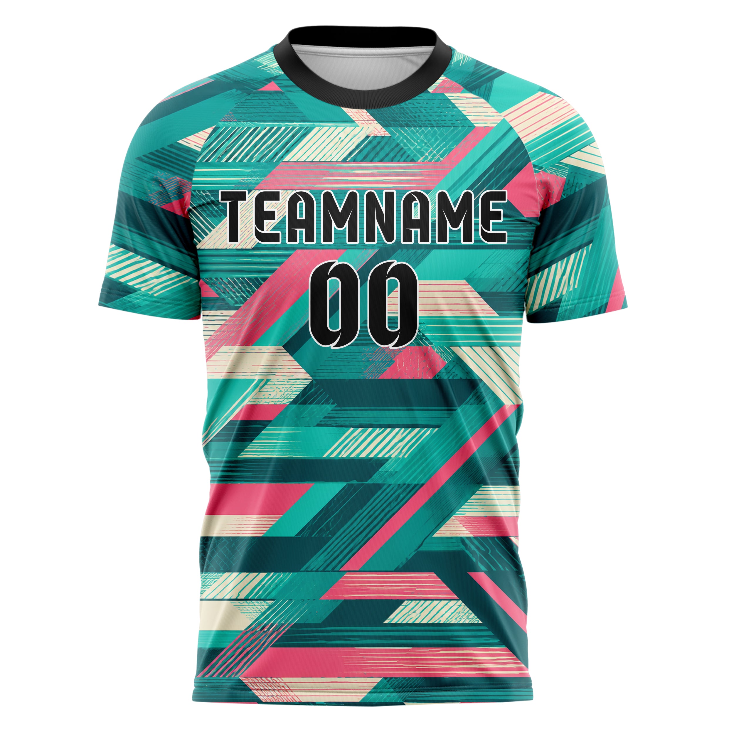 Petrol lebendiges Streifen interlocking diagonal Grid Design 13-0034 individuelles Fußballtrikot front