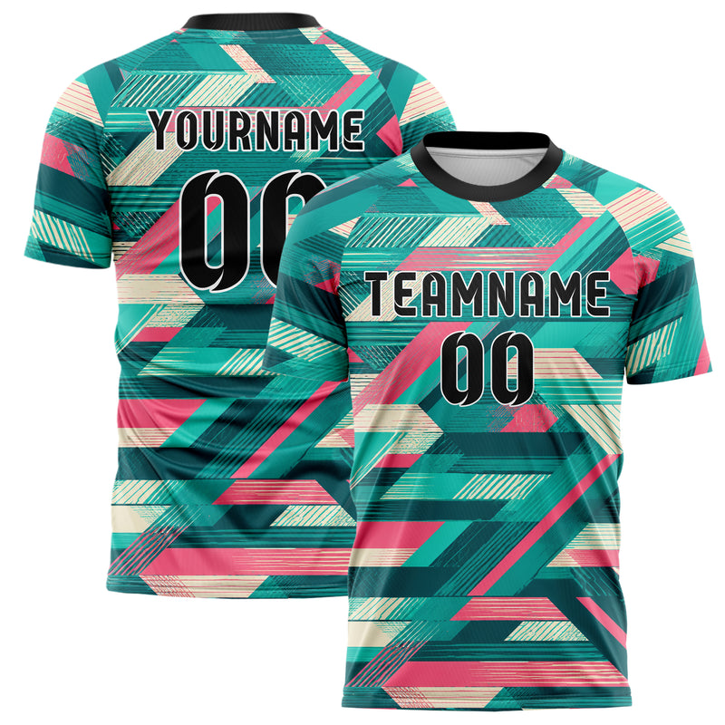 Petrol lebendiges Streifen interlocking diagonal Grid Design 13-0034 individuelles Fußballtrikot main