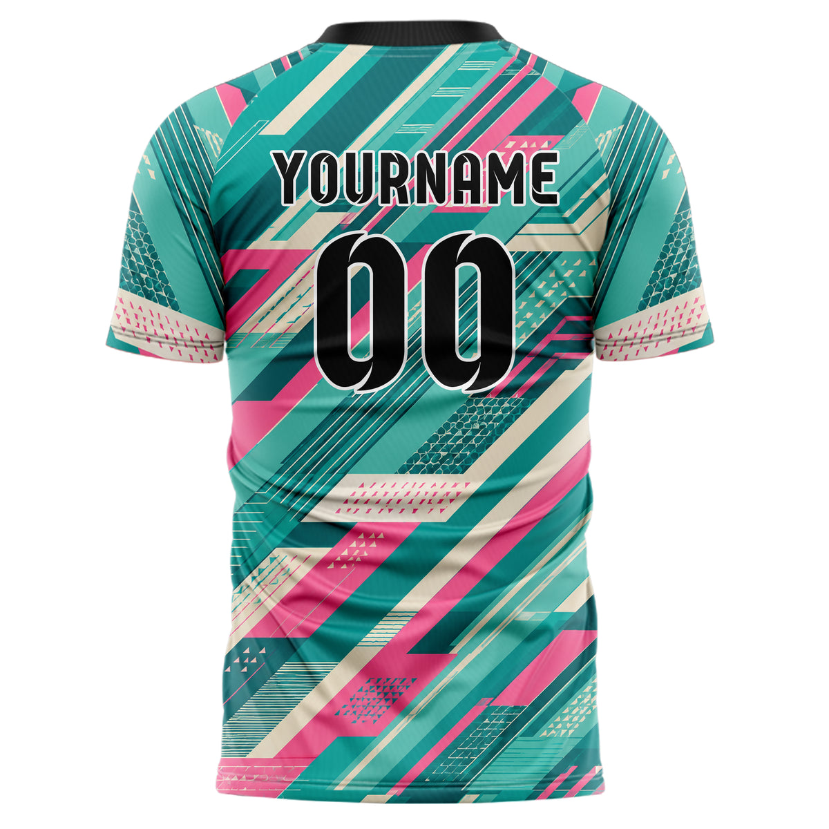 Petrol lebendiges Streifen interlocking diagonal Grid Design 13-0064 individuelles Fußballtrikot back