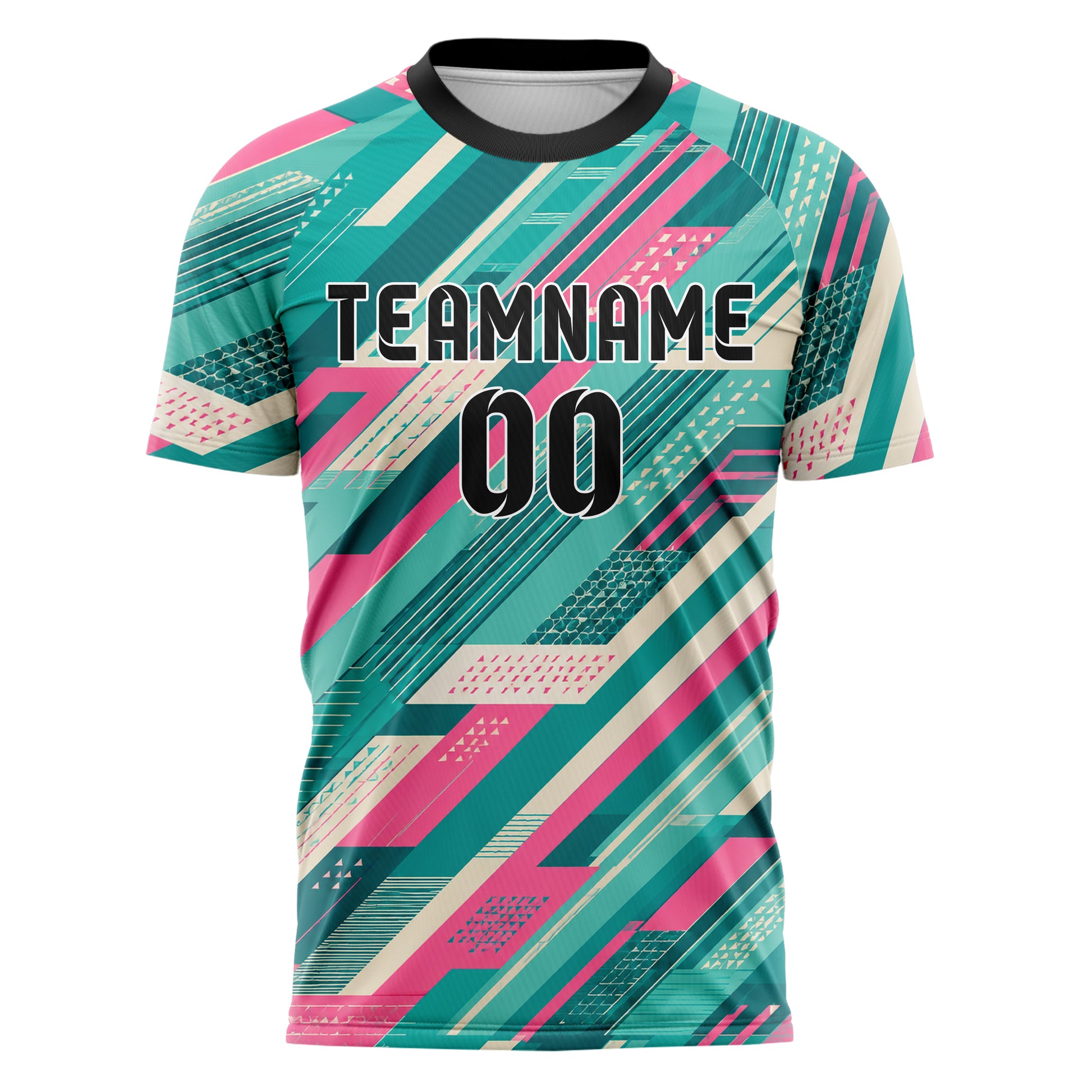 Petrol lebendiges Streifen interlocking diagonal Grid Design 13-0064 individuelles Fußballtrikot front