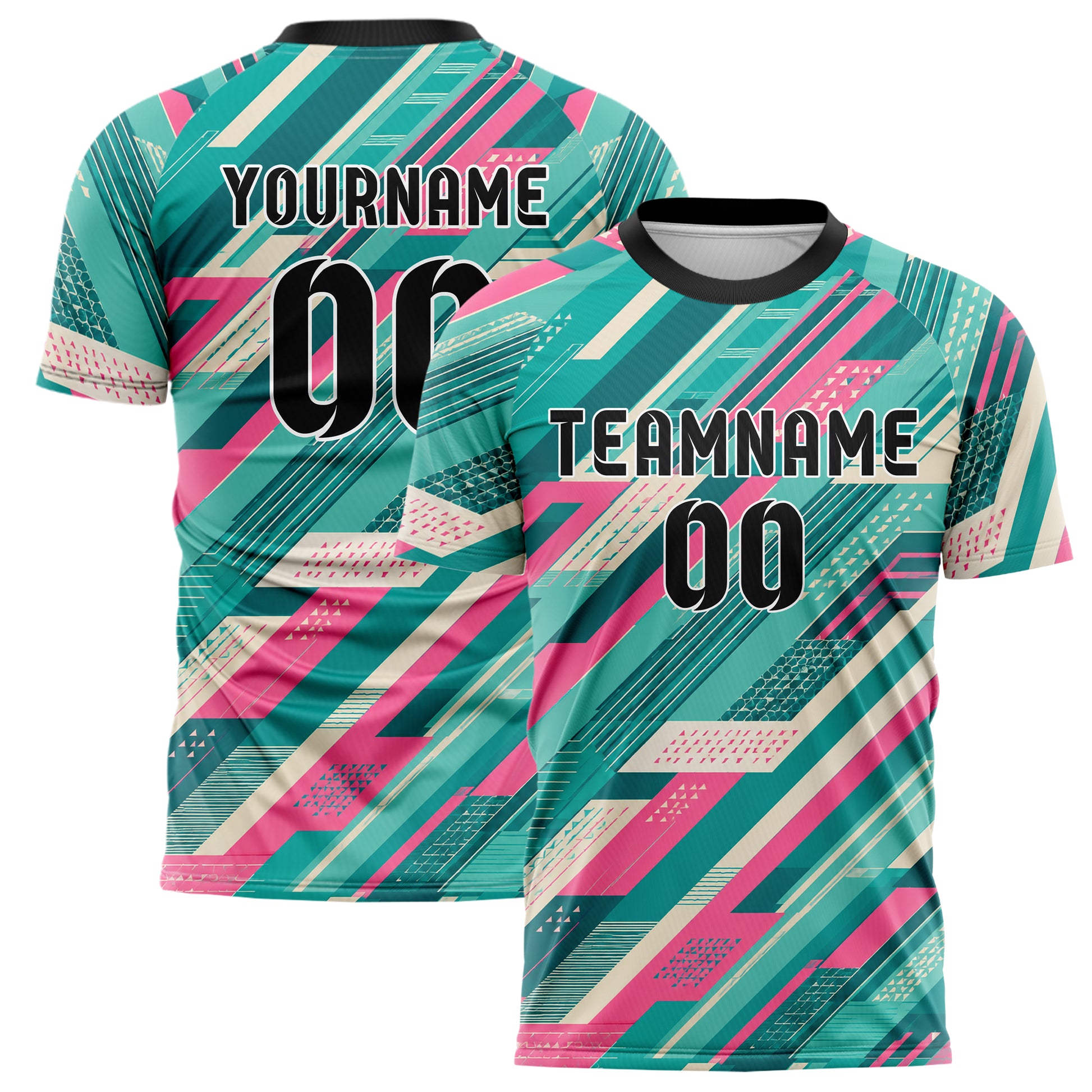Petrol lebendiges Streifen interlocking diagonal Grid Design 13-0064 individuelles Fußballtrikot main
