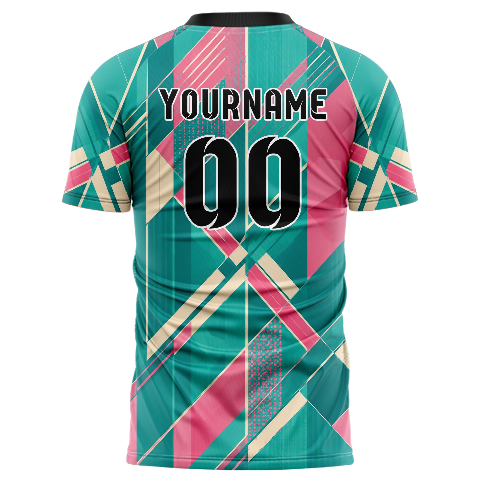 Petrol lebendiges Streifen interlocking diagonal Grid Design 13-0076 individuelles Fußballtrikot back