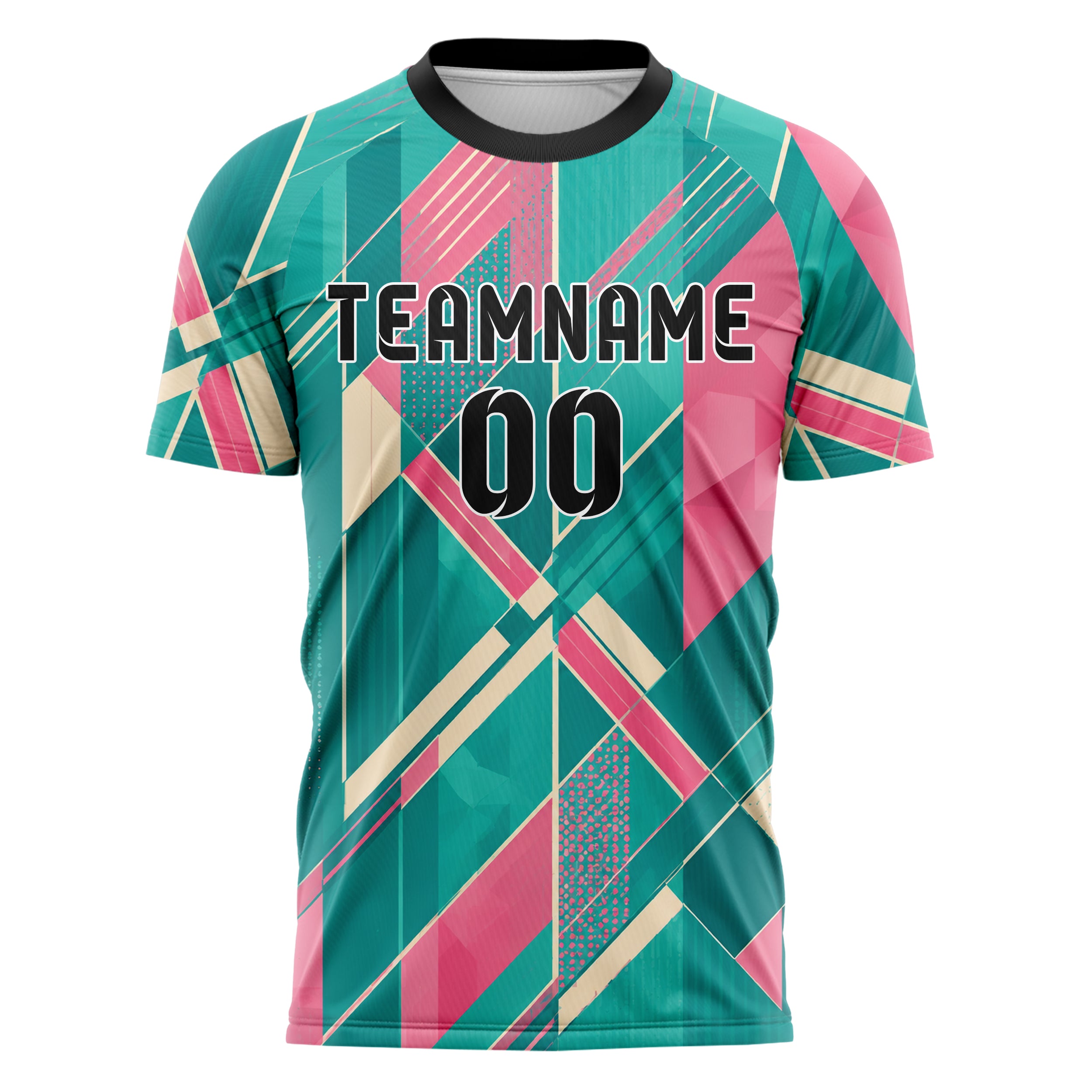 Petrol lebendiges Streifen interlocking diagonal Grid Design 13-0076 individuelles Fußballtrikot front