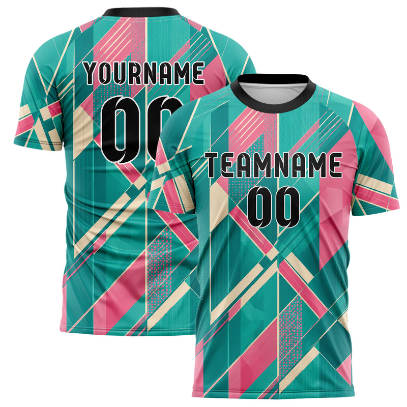 Petrol lebendiges Streifen interlocking diagonal Grid Design 13-0076 individuelles Fußballtrikot main