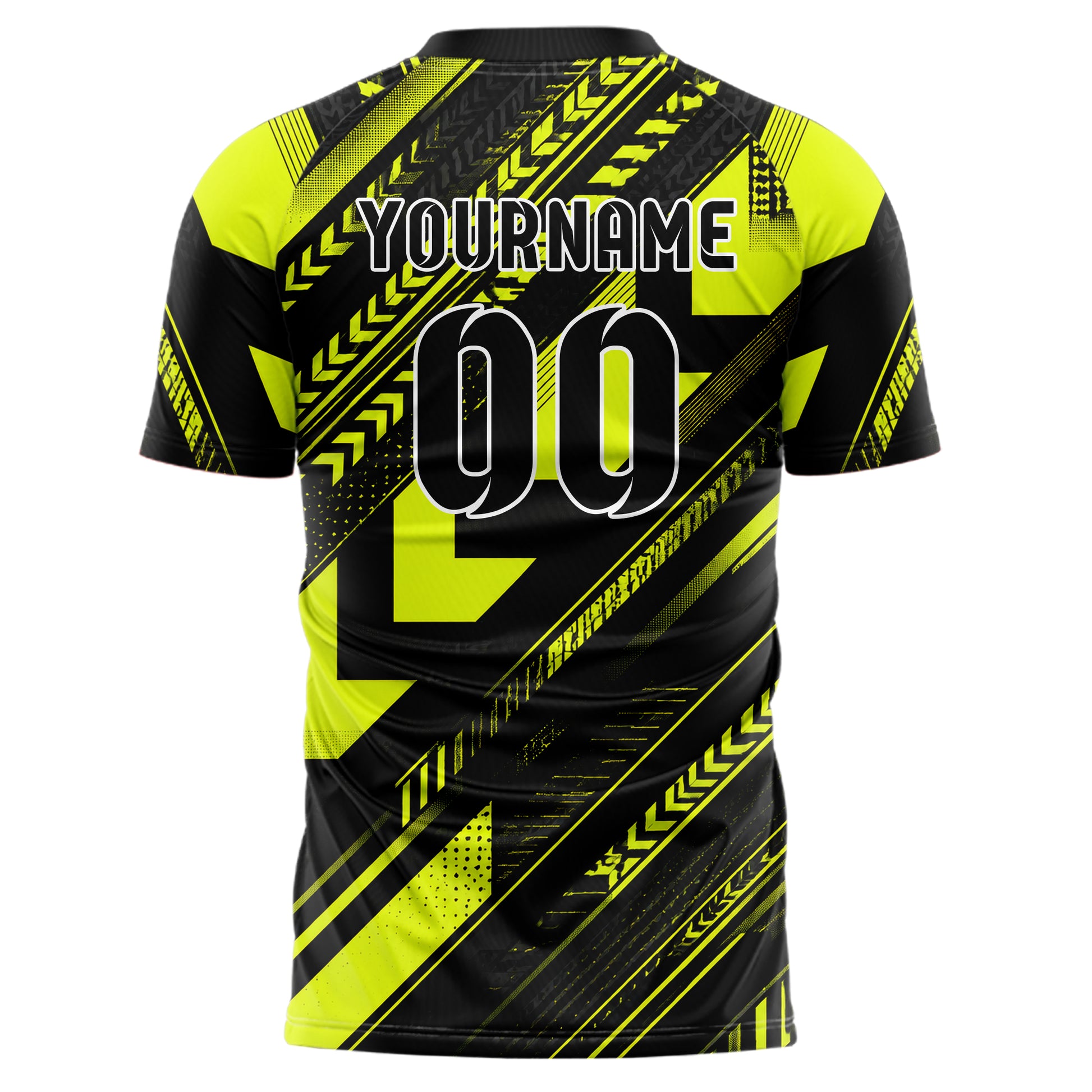 Schwarz neonfarbenes Streifen Chevron Streifen Design 13-0031 individuelles Fußballtrikot back
