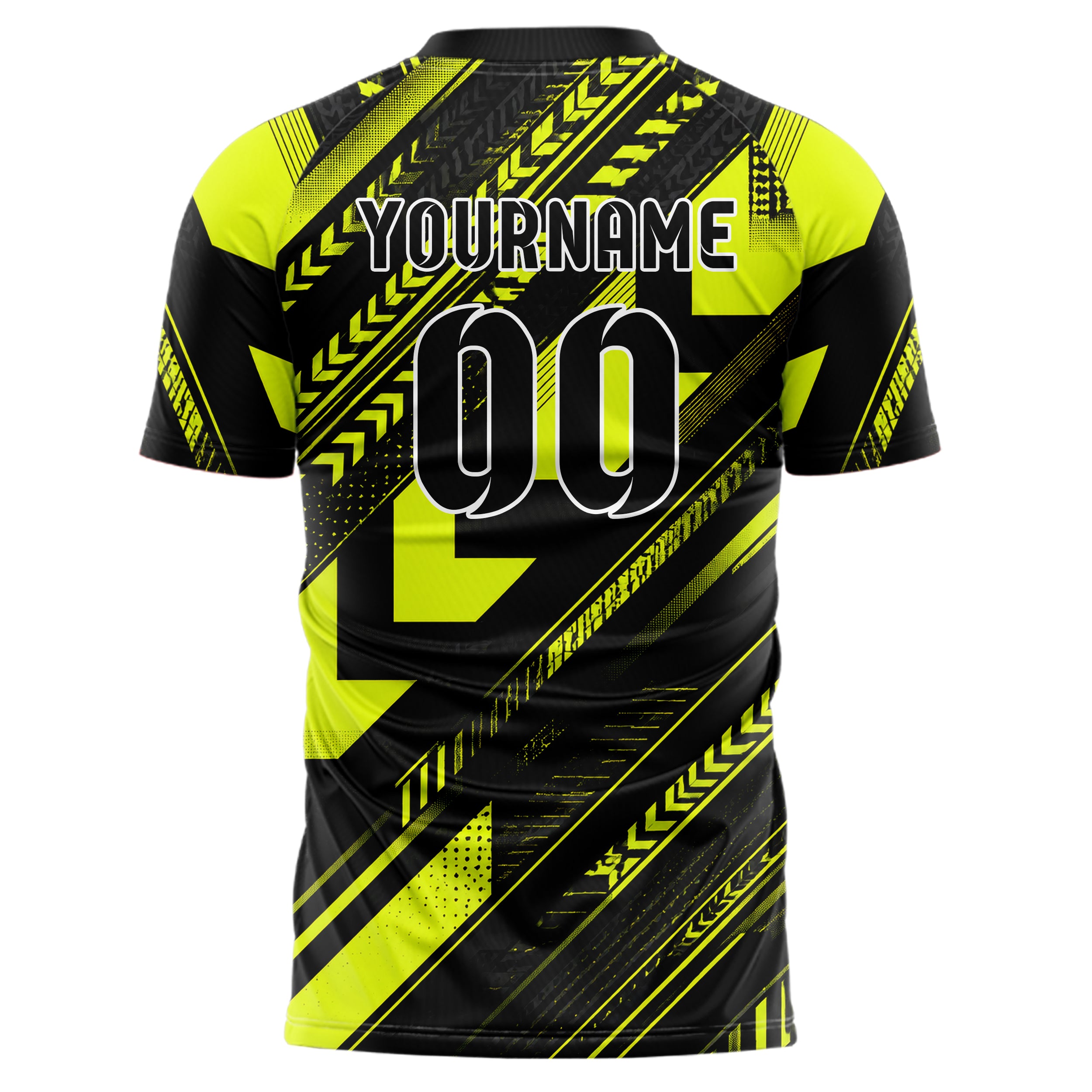 Schwarz neonfarbenes Streifen Chevron Streifen Design 13-0031 individuelles Fußballtrikot back