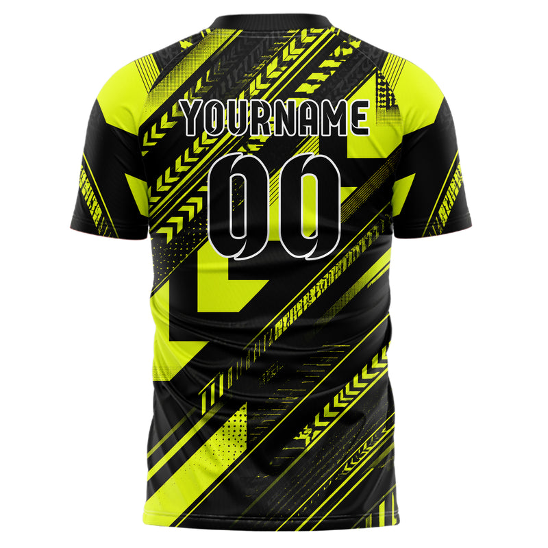 Schwarz neonfarbenes Streifen Chevron Streifen Design 13-0031 individuelles Fußballtrikot back