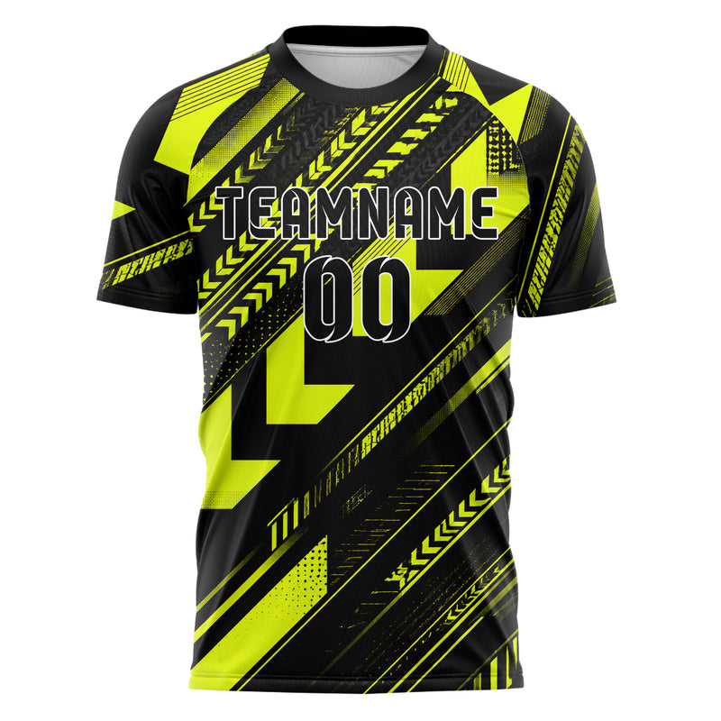 Schwarz neonfarbenes Streifen Chevron Streifen Design 13-0031 individuelles Fußballtrikot front