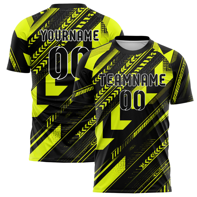 Schwarz neonfarbenes Streifen Chevron Streifen Design 13-0031 individuelles Fußballtrikot main