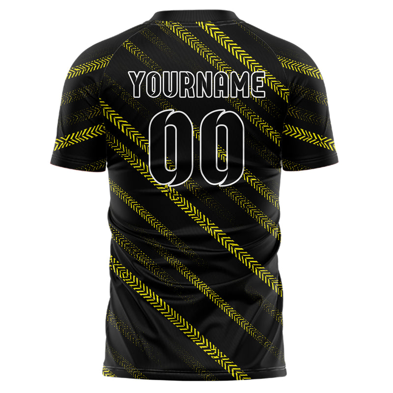 Schwarz neonfarbenes Streifen Chevron Streifen Design 13-0055 individuelles Fußballtrikot back