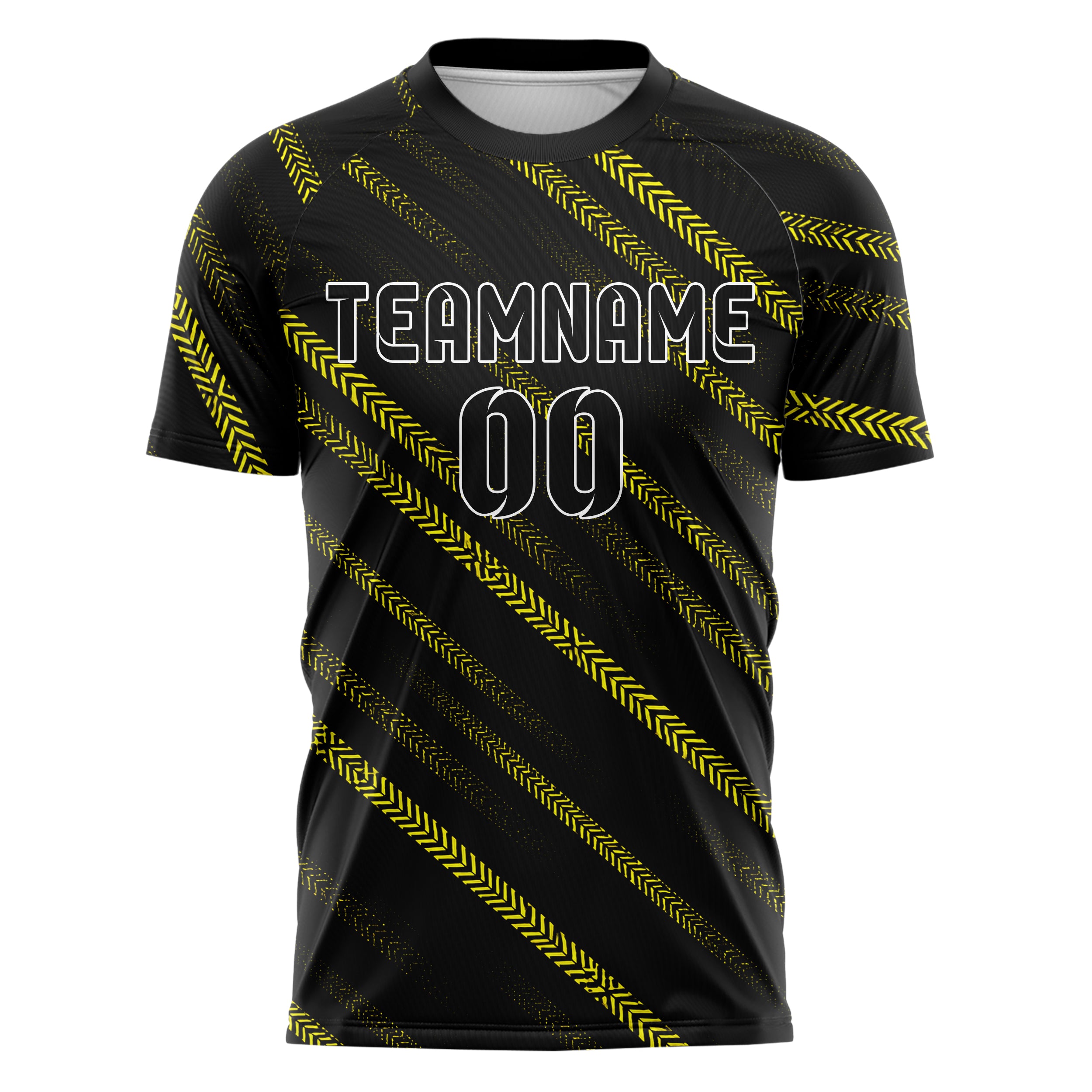 Schwarz neonfarbenes Streifen Chevron Streifen Design 13-0055 individuelles Fußballtrikot front