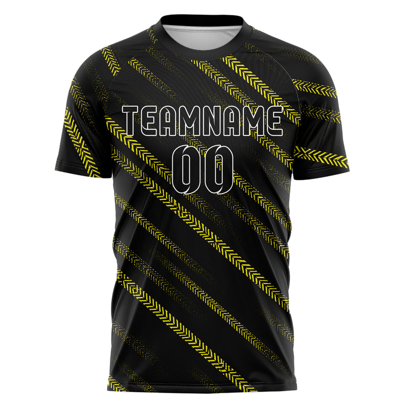 Schwarz neonfarbenes Streifen Chevron Streifen Design 13-0055 individuelles Fußballtrikot front
