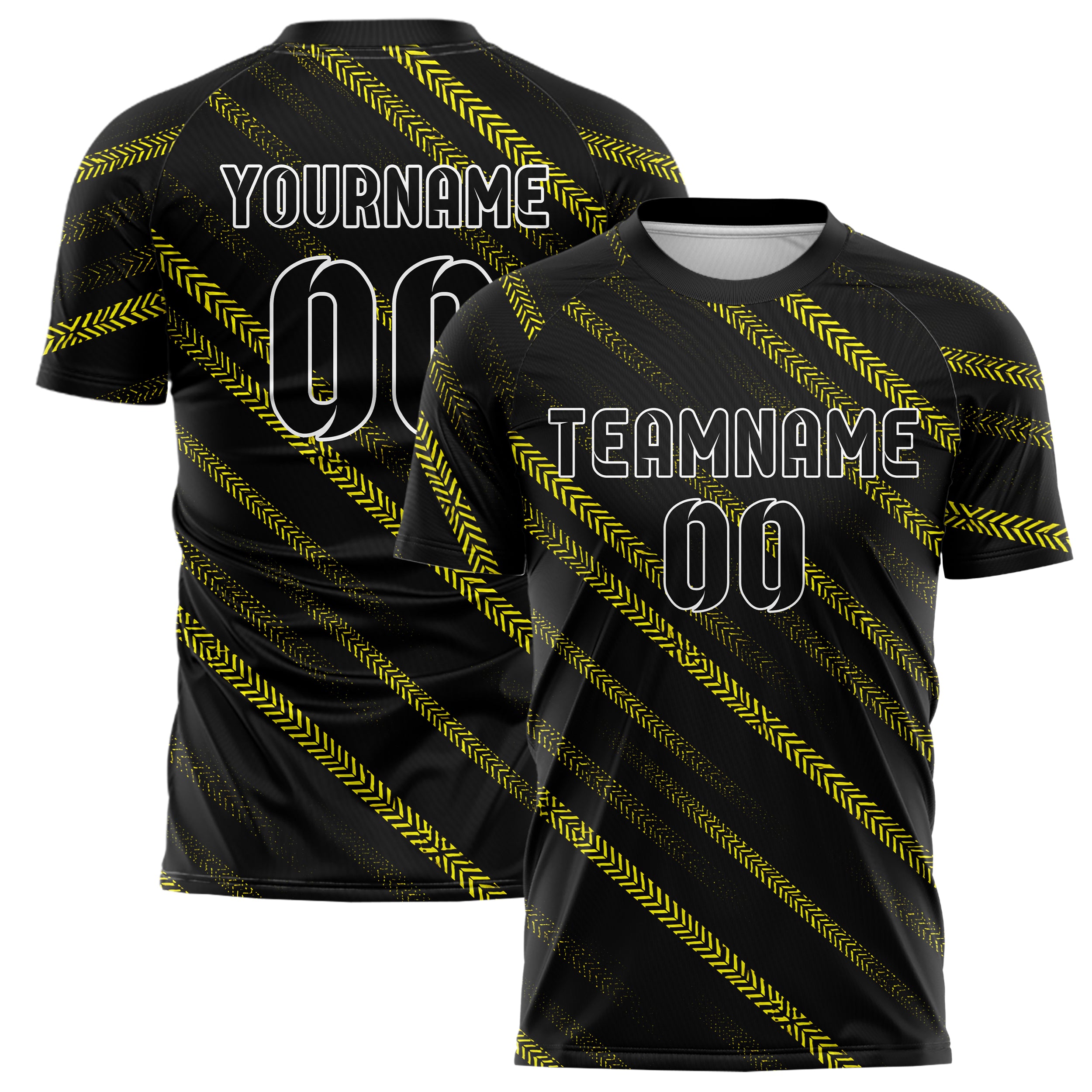 Schwarz neonfarbenes Streifen Chevron Streifen Design 13-0055 individuelles Fußballtrikot main
